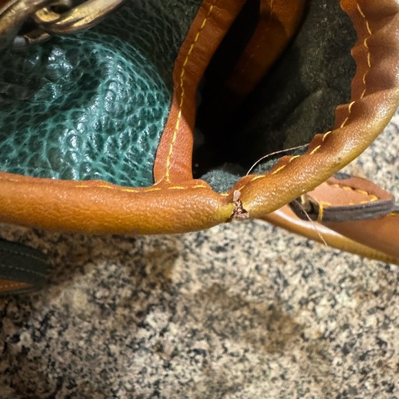 Dooney & Bourke Green and Tan Leather Satchel